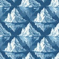 Seamless Pattern of Icebergs Floating in Blue Water, Arctic Landscape Royalty Free Stock Photo