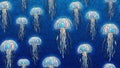 Ethereal Glowing Jellyfish Seamless Pattern Royalty Free Stock Photo