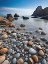 A Captivating Seascape with Stones in the Water.Calm Waters and Coastal Stones.A Seascape Royalty Free Stock Photo