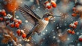 Winter Whispers The Majestic Hummingbird\'s Dance in a Snowy Realm