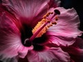 A captivating shot of a magenta and pink Hibiscus flower in a macro vi. Trendy color of 2023 Viva Magenta.. AI