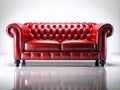 Red Leather Sofa Silhouette A Stunning Modern Design Element for Interior Design Inspiration Isolated Studio Shot Royalty Free Stock Photo