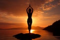 A captivating silhouette Yoga enthusiast in a serene morning practice