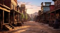 Captivating Snapshot of a Wild West Town Street. A Glimpse into the Old Western Frontier