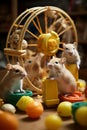 Captivating Snapshot of a Vibrant Gerbil Family in a Spacious Wire Cage