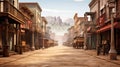 Captivating Snapshot of a Wild West Town Street. A Glimpse into the Old Western Frontier