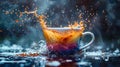 Captivating splash of coffee in a cup - generative ai Royalty Free Stock Photo