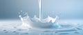 The captivating splash of fresh milk creating beautiful droplets. AI generated image Royalty Free Stock Photo