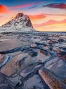 Captivating spring view of Haukland Beach, Vastvagoy