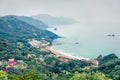 Captivating spring view of Pelekas beach. Exciting morning seascape of Ionian Sea. Wonderful landscape of Corfu island,