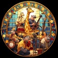 Animal Band Stained Glass Window Royalty Free Stock Photo