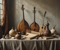 Vintage Musical Instruments Still Life Royalty Free Stock Photo