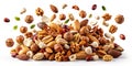 A Symphony of Falling Nuts Exquisite Still Life Photography Featuring a Bountiful Display of Healthy Organic Snacks on