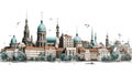 Vibrant Berlin illustration on a clean white background, perfect for travel brochures, city guides, and creative design projects