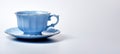 Blue antique teacup isolated on a white banner style background. Baroque. Royalty Free Stock Photo