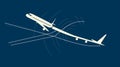 Stylized Plane Icon with Contrail, Landing Gears Retracted.