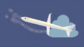 Stylized Plane Icon with Contrail, Landing Gears Retracted.
