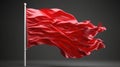 Fluttering red flag, against the wind, symbolizing passion, strength, and determination