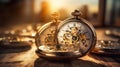 Timeless Elegance: Swirling Clock Gears in Warm Sunlight Royalty Free Stock Photo