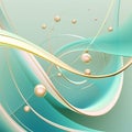 Abstract Curved Lines & Parabolas: Turquoise Blue Musical Notes & Gold Frame. Royalty Free Stock Photo