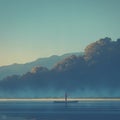 Voyage in Misty Waters, Sunrise Bliss Royalty Free Stock Photo