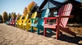 Embracing Relaxation in Colorful Muskoka Chairs Royalty Free Stock Photo