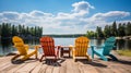 Embracing Relaxation in Colorful Muskoka Chairs Royalty Free Stock Photo
