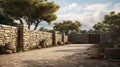 Warm Stone Wall: A Timeless Artistry Of Delicately Rendered Landscapes