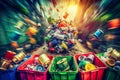 A Colorful Journey Through Waste Recycling Vintage Stop Motion Animation Captures the Recycling Loop in a Visually Royalty Free Stock Photo