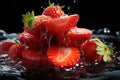 Captivating Strawberry Splash: Water Droplets on a Strawberry - Generative AI Royalty Free Stock Photo