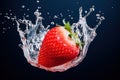 Captivating Strawberry Splash: Water Droplets on a Strawberry - Generative AI Royalty Free Stock Photo