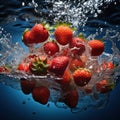 Captivating Strawberry Splash: Water Droplets on a Strawberry - Generative AI Royalty Free Stock Photo