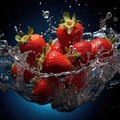 Captivating Strawberry Splash: Water Droplets on a Strawberry - Generative AI Royalty Free Stock Photo