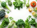 Vibrant Assortment of Fresh Organic Green Vegetables on a Pristine White Background A Studio Food Photography Showcase Royalty Free Stock Photo