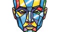 Abstract geometric face with vibrant colors showcasing a unique artistic illustration Royalty Free Stock Photo