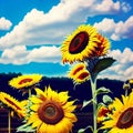 Captivating summer backdrop with a mix of sunflowers and daisies. Royalty Free Stock Photo
