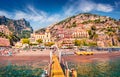 Captivating summer cityscape of cliffside village on southern Italy`s Amalfi Coast - Positano. Royalty Free Stock Photo