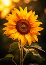 Captivating Sunflower: A Profile of Deep Droplets and Abundant B Royalty Free Stock Photo
