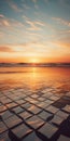 Captivating Sunset Beach Mosaics Surrealistic Elements In High Resolution Royalty Free Stock Photo