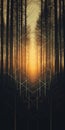 Captivating Sunset Forest: A Cryptidcore Inspired Geometric Landscape