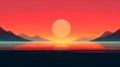 Sunset Reflection Lake Beauty AI Generated Royalty Free Stock Photo