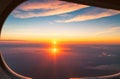 Captivating Sunset View from Airplane Window: A Spectacular Journey.