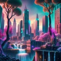 Captivating Surreal City-Nature Fusion