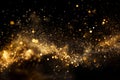 Captivating swirl of golden particles floating in the air, creating a magical bokeh