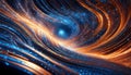Captivating swirl of orange and blue light representing dynamic data streams and ethical ai principles