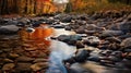 Captivating Tableland Stream With Small River Stones - Fall Time Hdr Photography