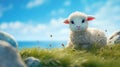 Captivating Texel Sheep In Cinema4d Style With Studio Ghibli Influence