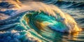 Fluid Fusion: Captivating Texture Blending Seamlessly with Dynamic Waves from High Angle - Generative AI