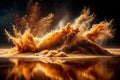 A Stunning TiltShift CloseUp of a Dry Riverbed Sand Explosion Dynamic Motion Captured in Brown and Black Royalty Free Stock Photo