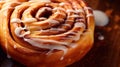 Captivating top view close-up of a scrumptious cinnamon bun